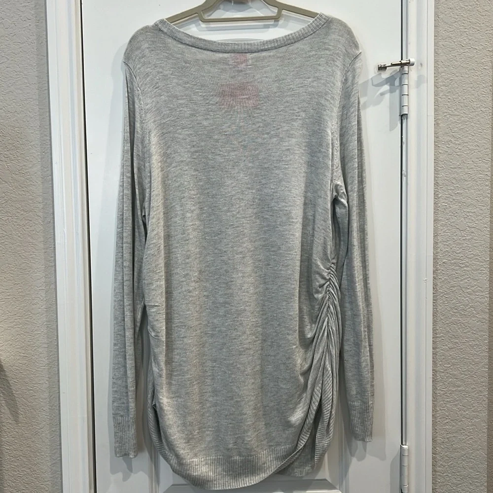 NEW! Isabel Maternity by Ingrid & Isabel side ruched crew neck heart sweater - Picture 2 of 4